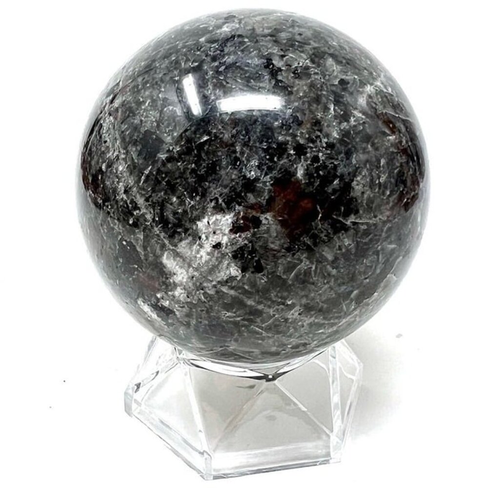 Yooperlight sphere black red blue flashy crystal natural stone carving